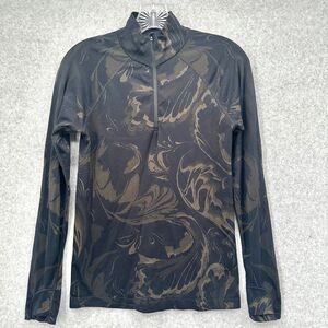 Athleta Momentum Seamless 1/2 Zip Pullover Black Paisley Size‎ Small